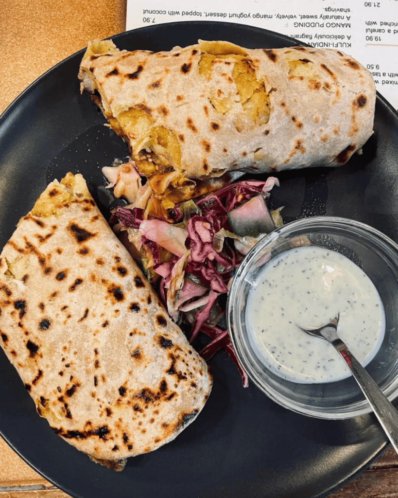 South Indian vegan dosa at Krishna Vilas, an authentic vegetarian and vegan restaurant in Luxembourg