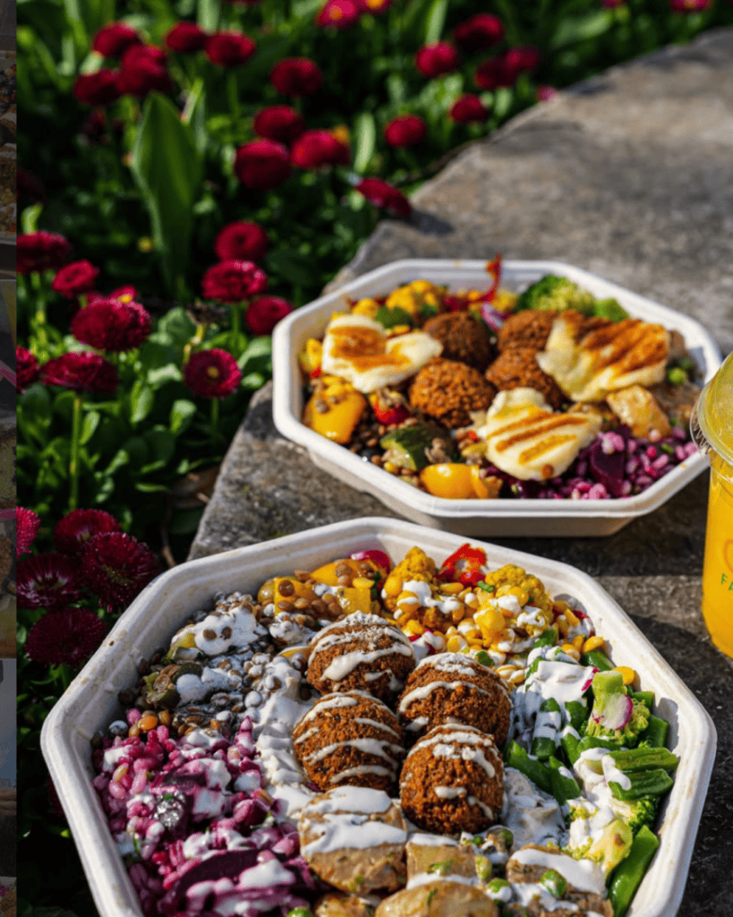 Palestinian vegan falafel wrap and platter from Go Falafel, a family-owned falafel spot in central Manchester